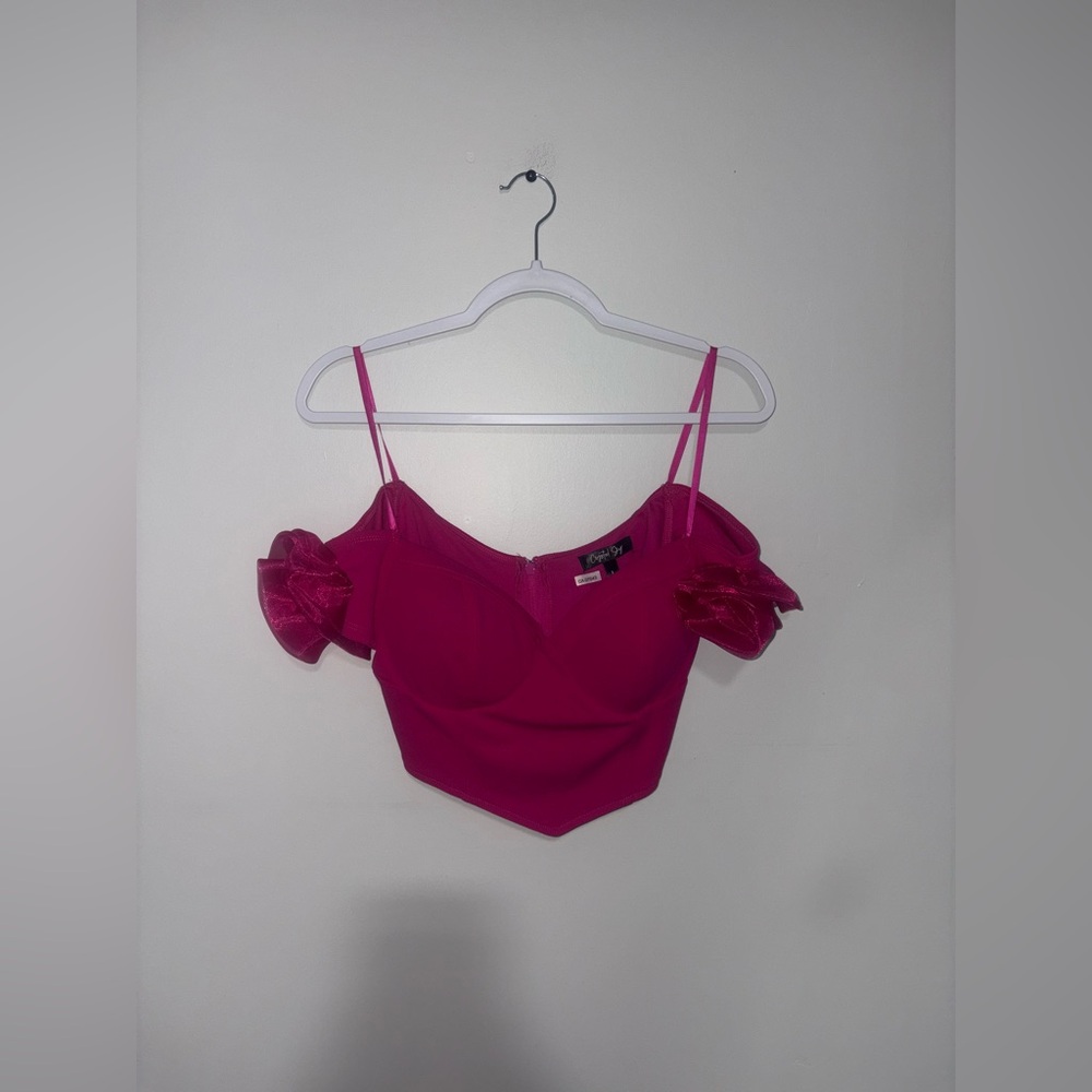 Crystal Sky | Pink Strapless Crop Top
